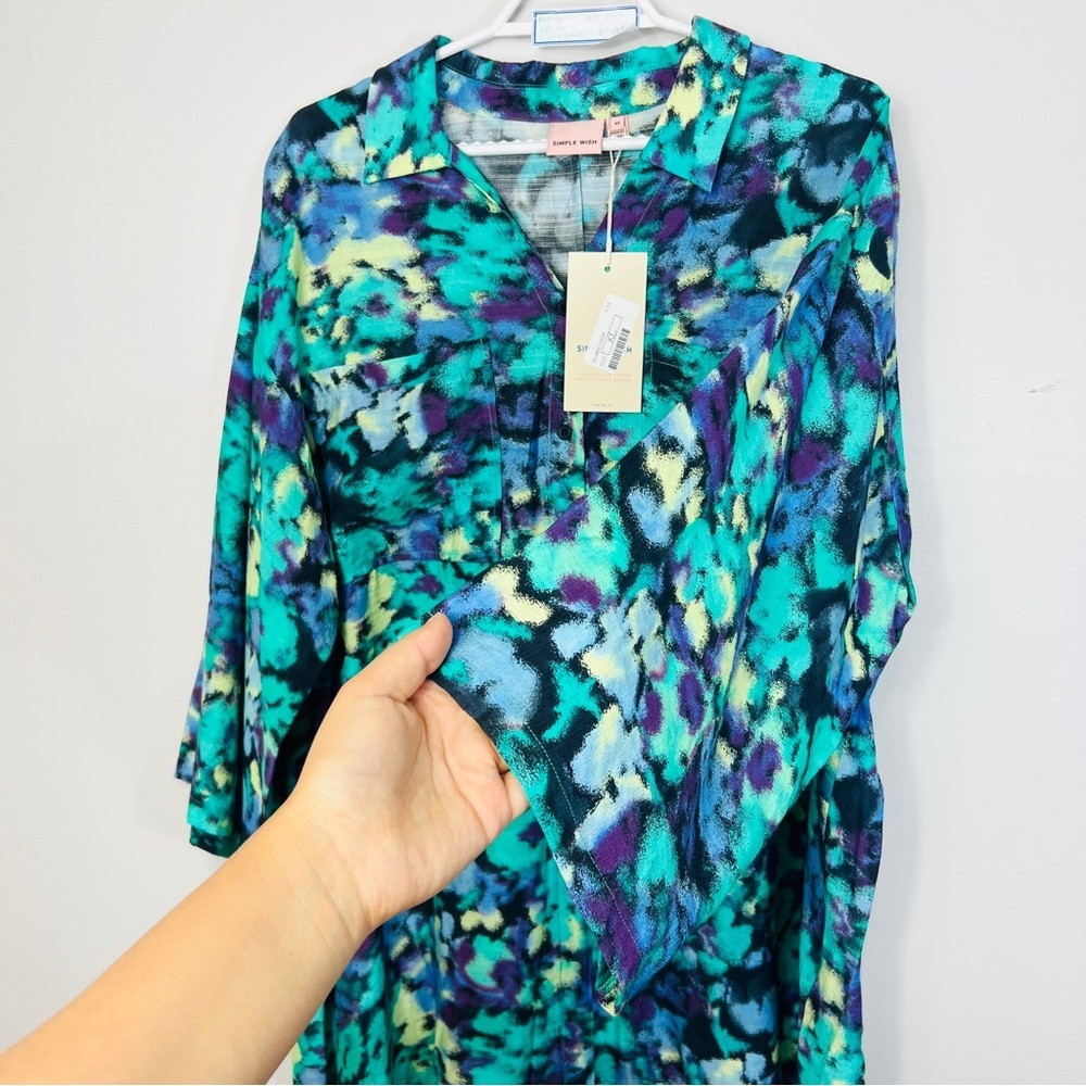 NWT Simple Wish Vibrant Blue Multicolor Tunic dress women size EU 46 Xl/ XXL - Picture 10 of 14
